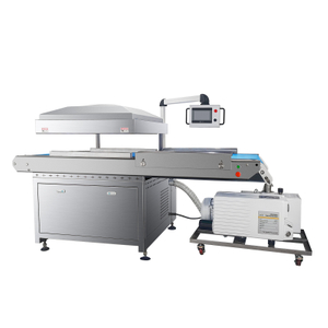 DZQ-800C Type de boîte entièrement automatique Type de ceinture Machine de scellant à vide de bœuf pour la viande Machine d'emballage à vide continu